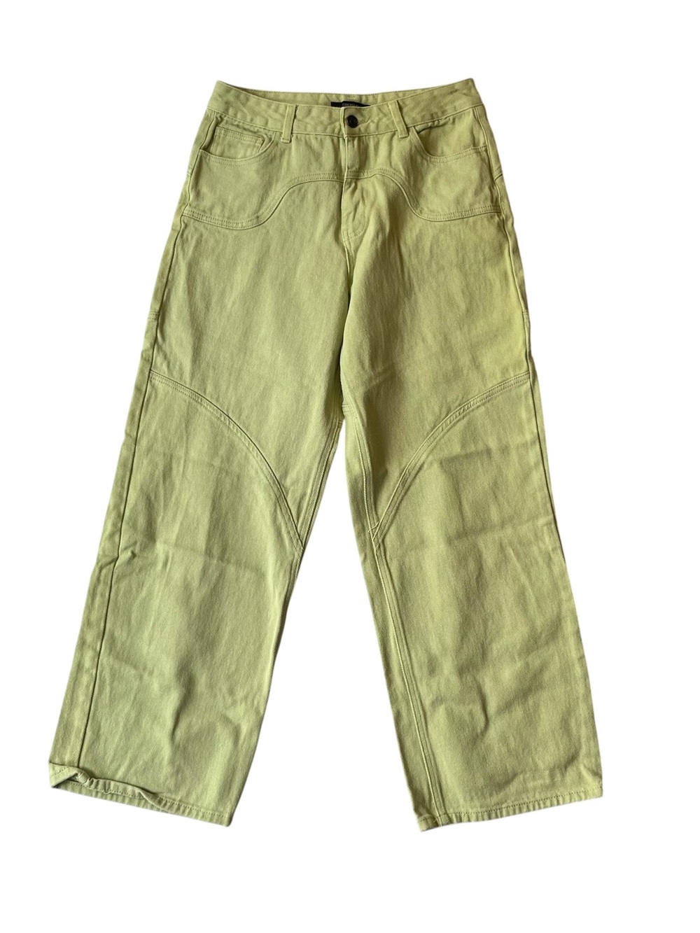 Forever 21 wide leg jeans Large 28 x 29 Green High rise waist Womens Denim